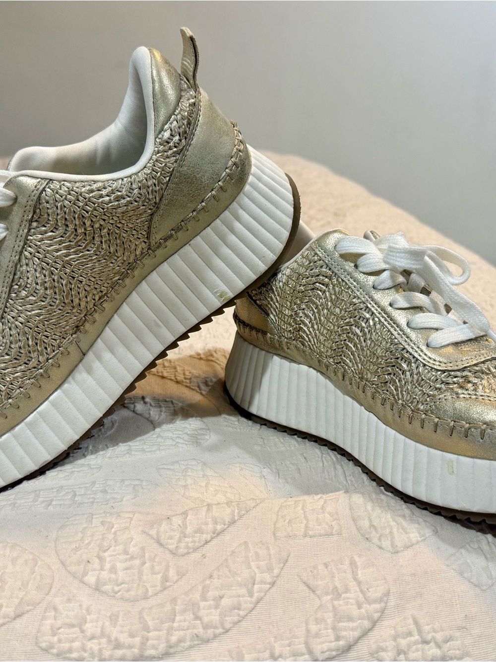 Universal Thread Metallic Gold Woven Platform Sneakers